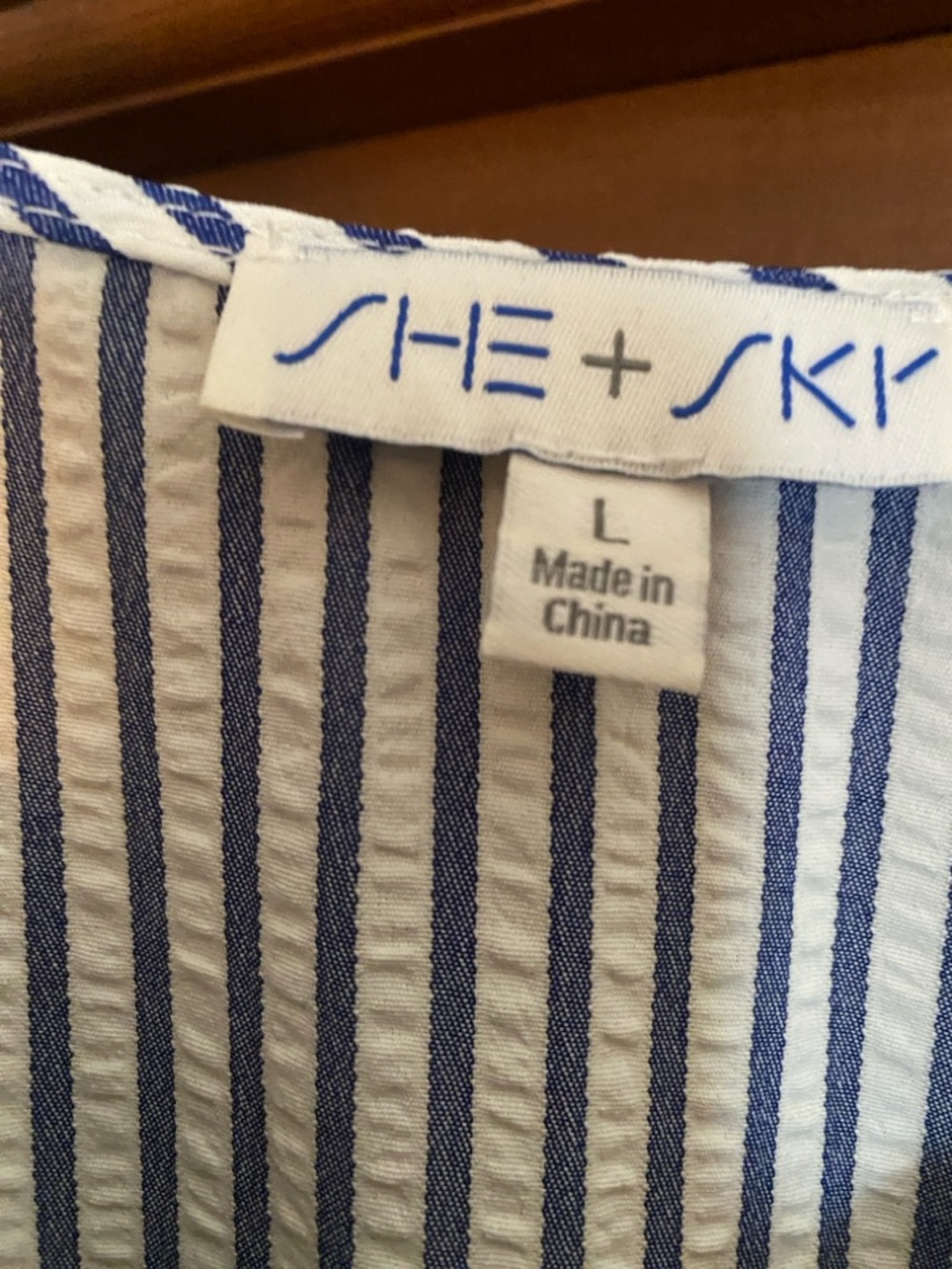 She + Sky Blue and White Striped Tiered Dress - Picture 2 of 5